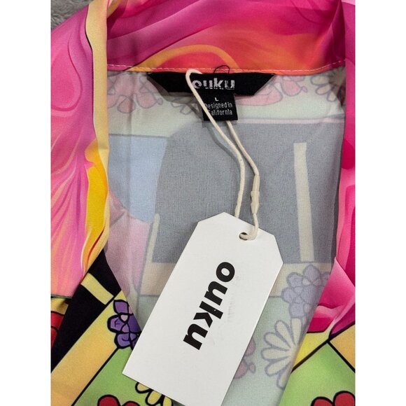 Hippie Graphic Shirt By Ouku Large Peace Van NWT Camp - Picture 2 of 10